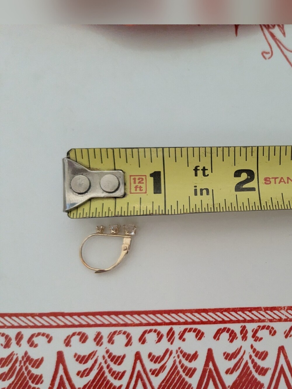 14k Yellow Gold 3 CZ Stone Diamond Simulant Drop Huggie Earrings - Picture 6 of 13